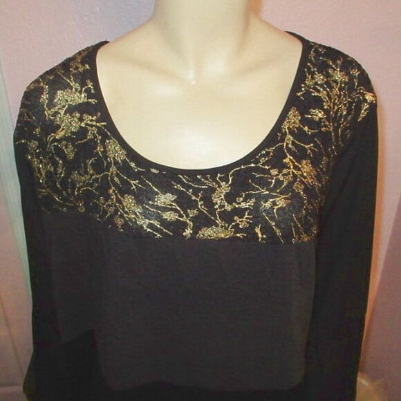 Calessa Mixed Media Tunic Top Size 2X Velvet Lace Embroidered Artsy Vamp Witchy - Picture 2 of 11